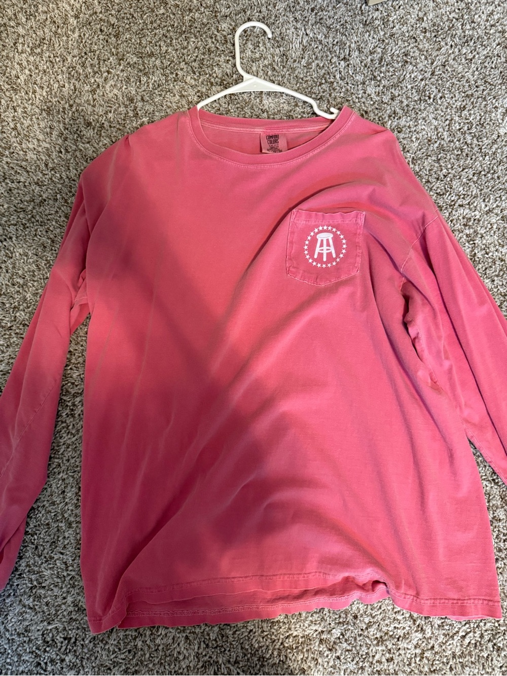Comfort Colors Barstool Long Sleeve Pocket Tee - Coral Pink